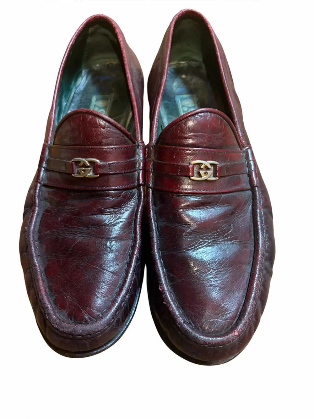 Vintage  Gucci Leather Penny Loafers in Burgundy size 43